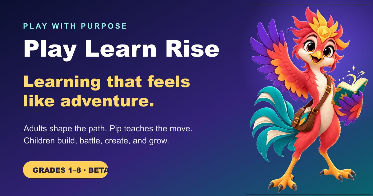 Play Learn Rise product preview with Pip the Risebird and a learning world